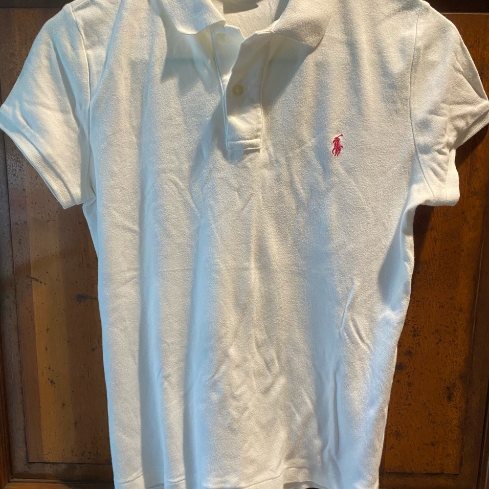 Ralph Lauren White Polo with Pink Pony Embroidery